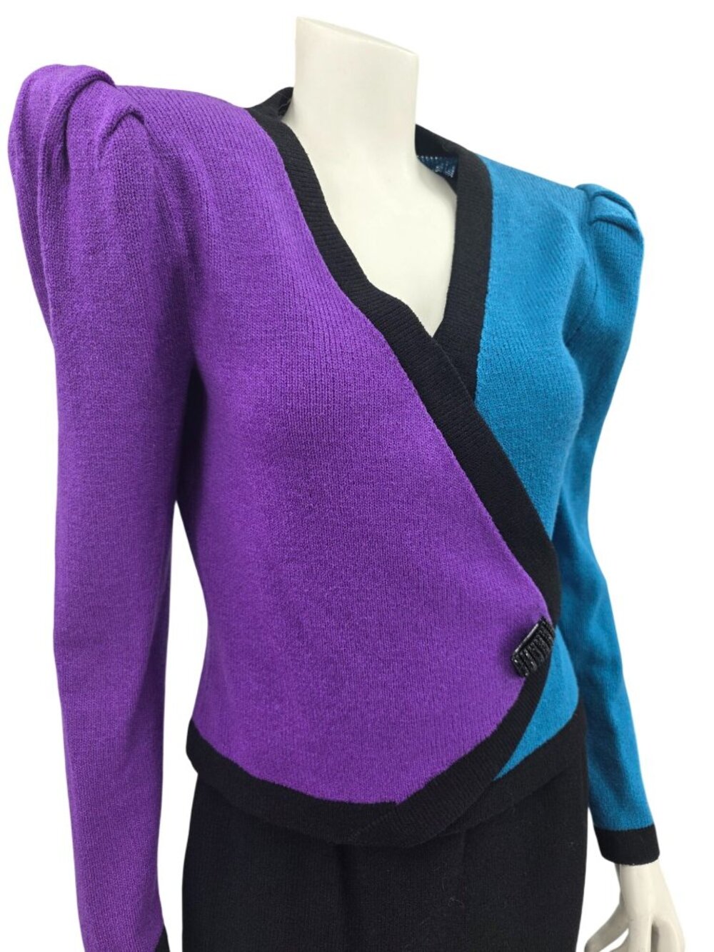 Vintage Raul Blanco Colorblock Purple & Teal Knit Two Piece Set Size 6